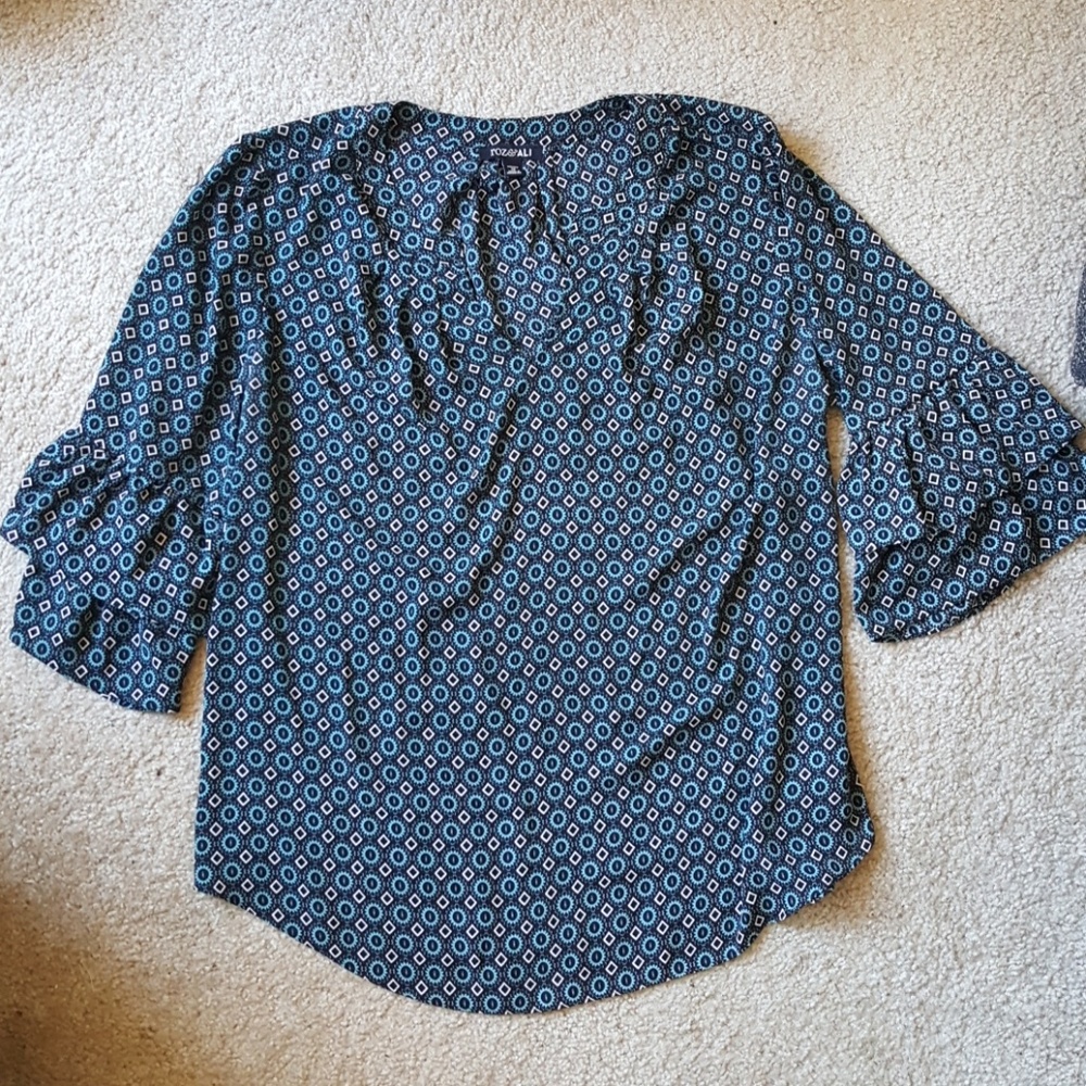 DressBarn V Neck Ruffle Sleeve Blouse